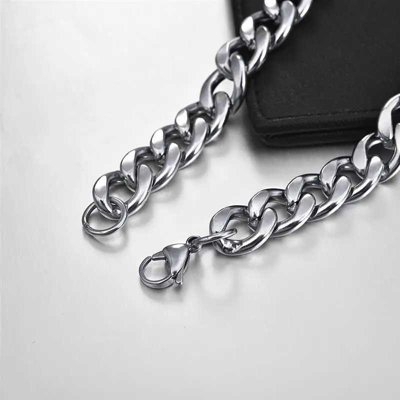 Jiayiqi 3-11mm Stainless Steel Necklace Chain Men Long Curb Link Choker Male Female Filled Solid Necklace Jewelry Christmas GiftXJ250121