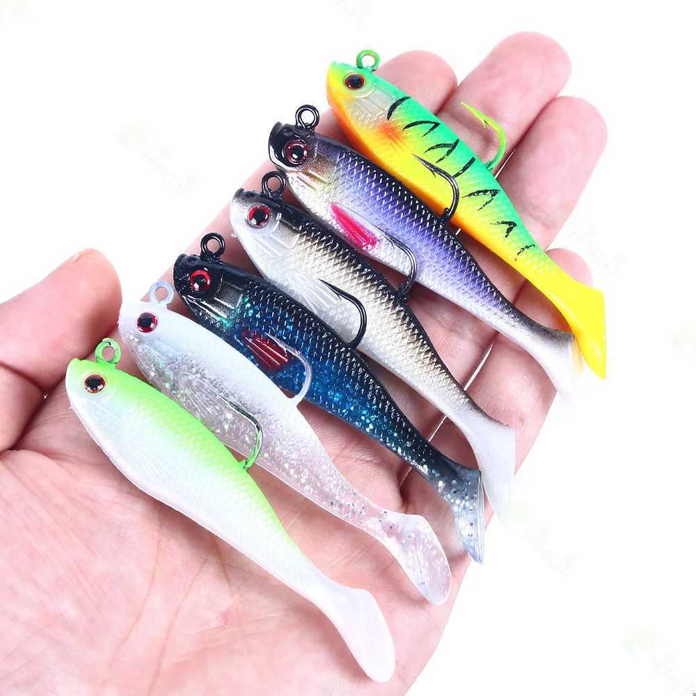 Sea Fishing Jigs Head Silicone Soft Bait 8cm-10g T tail Wobbler Fishing Lure Artificial Rubber Bait Swimbait Fishing TackleXJ250122