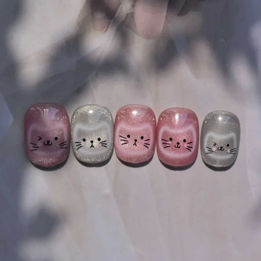 White Halo Dyeing Cat Face Cup Black Orange Toy Umbrella Love Heart Kitty Cake Embossed Relief Nail Art Stickers Manicure DecalsXJ250120