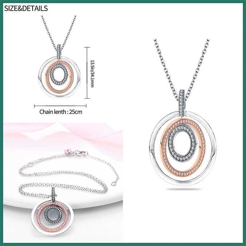 Hot 925 Sterling Silver Necklace For Women Round Pendent Sparkling Pave CZ Necklace Fashion Anniversary Birtay Jewelry GiftsXJ250114