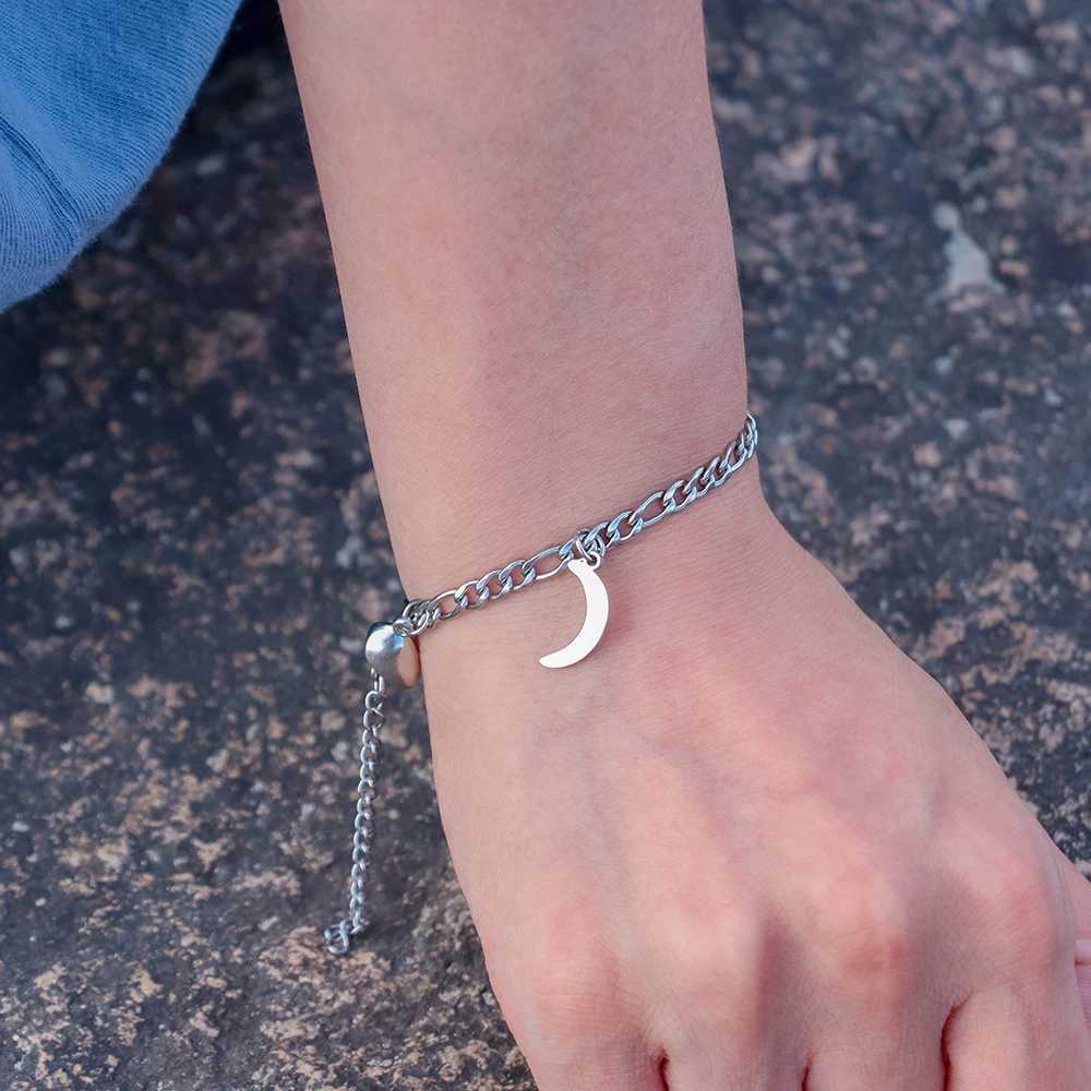 2Pcs Sun Moon Charm Magnet Attraction Stainless steel Bracelets for Couples Men Women Jewelry Wholesale Valentines Day Gifts W250121