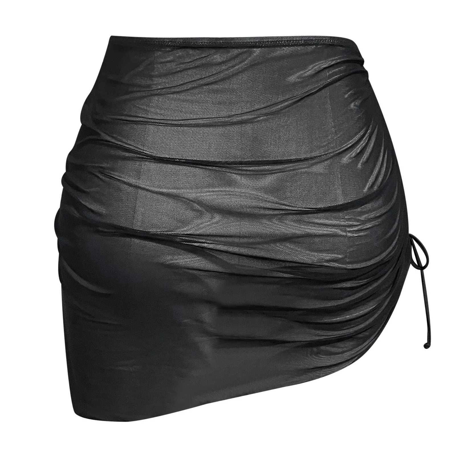 Women Knot Waist Skirt Cover Up Skirt Coverups Beach Bikini Mini Skirt Shiny Wrs Cover Ups For Swimwear Womens Swimwear W250120