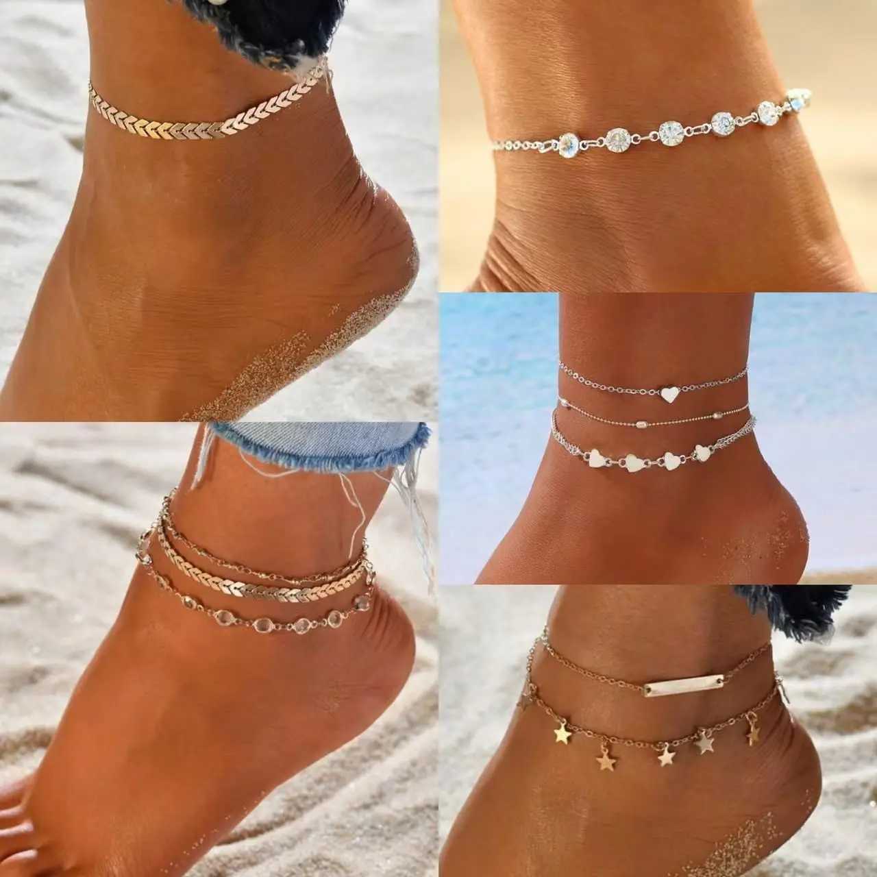 Simple Fishbone Female Anklets Barefoot Crochet Sandals Foot Jewelry Leg Anklets On Foot Ankle Bracelets For Women Leg ChainXJ250121