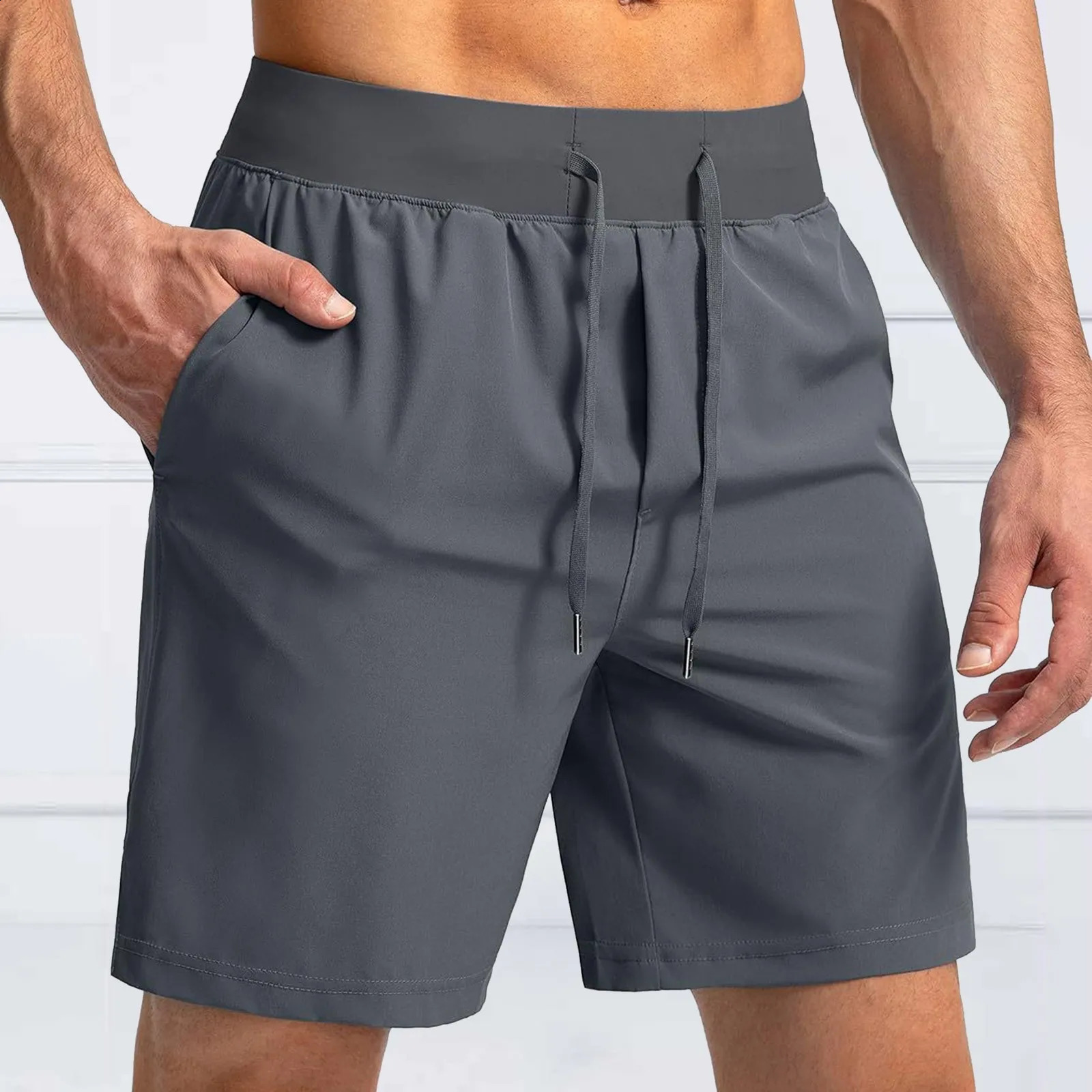 Breathable Sports Shorts Male Soild Casual Outdoor Running Training Fitness Cycling Fifth Pants Summer Mid Waist Slacks 250121