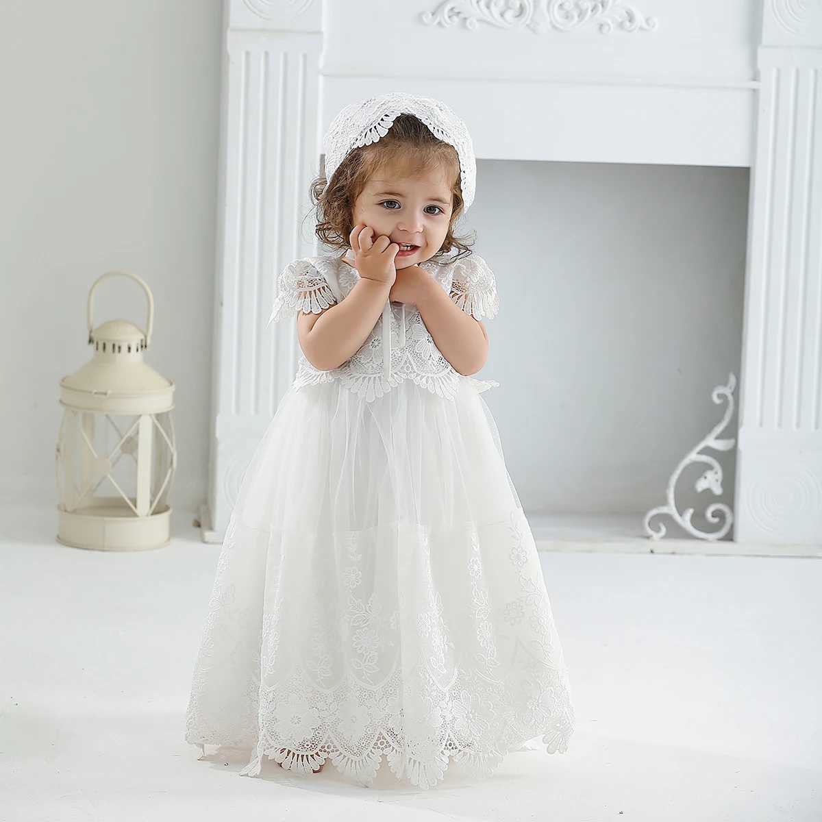 Infant Baby 1st Birthday Baptism Dresses for Kids Girls White Wedding Party Princess Gown Tulle Toddler Summer Clothes 0 1 2Y X250203