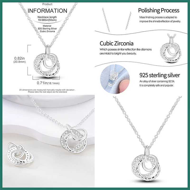 Hot 925 Sterling Silver Necklace For Women Round Pendent Sparkling Pave CZ Necklace Fashion Anniversary Birtay Jewelry GiftsXJ250114