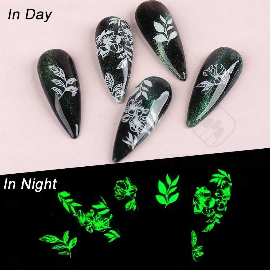 3D Luminous Nail Stickers In The Dark Glow Butterfly Flower Leaf Angel Slider For Nail Decals Manicure Accessories SLCY055-063XJ250120