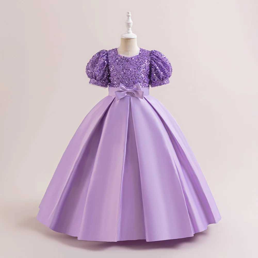 Christmas Sequin Bridesmaid Girl Dresses Elegant Bow Wedding Party Princess Prom Kids Dress For Girls Birthday Evening Costumes X250203