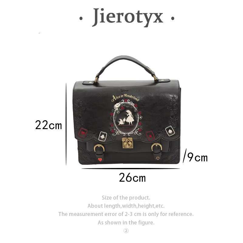 JIEROTYX Girl Alice In Wonderland School Backpack Women Handbags Bag Black Gothic Punk Style Hot Sale