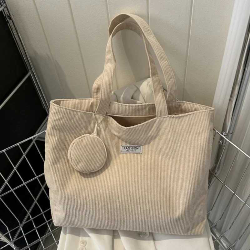 Women Corduroy Tote Handbag Zipper Vintage Tote Bag Foldable Shoulder Bag with Coin Bag Large Capacity Versatile HandbagsXJ250121