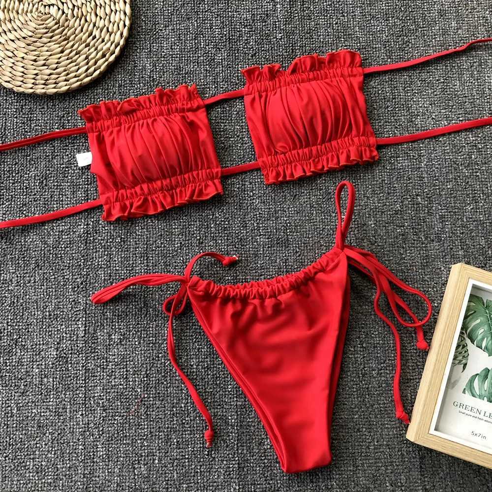 Ruched Bikinis Sexy String Swimsuit Women Extrem Bikini Swimwear Bathing Suit Trend Beach Wear Mayo Tangas Maillot De Bain FemmeXJ250120