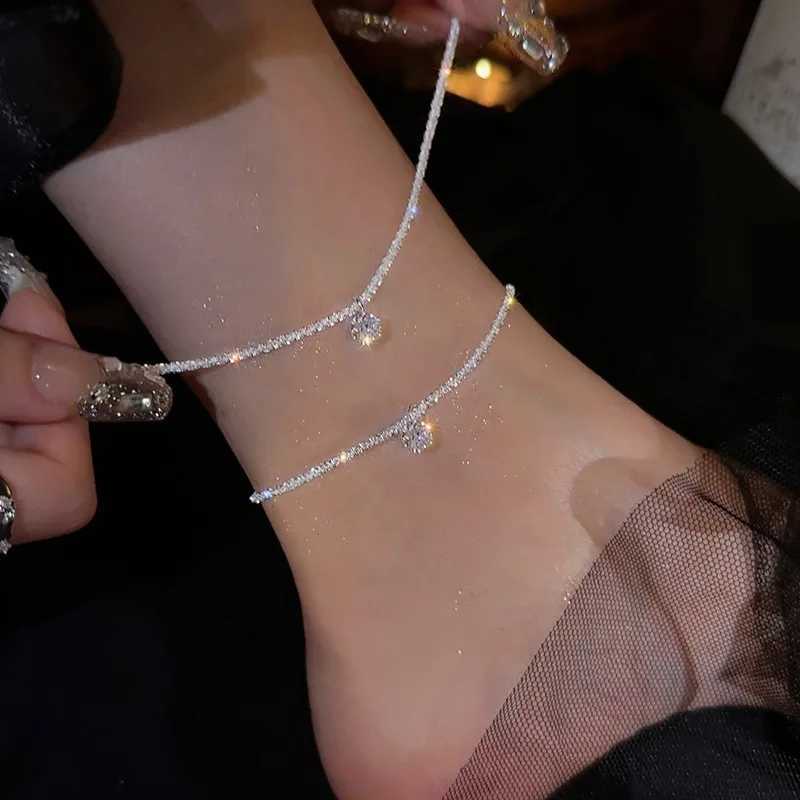VENTFILLE 925 Sterling Silver Zircon Shiny Anklet for Women Girl Babysbreath Fashion Temperament Jewelry Gift DropshippingXJ250121