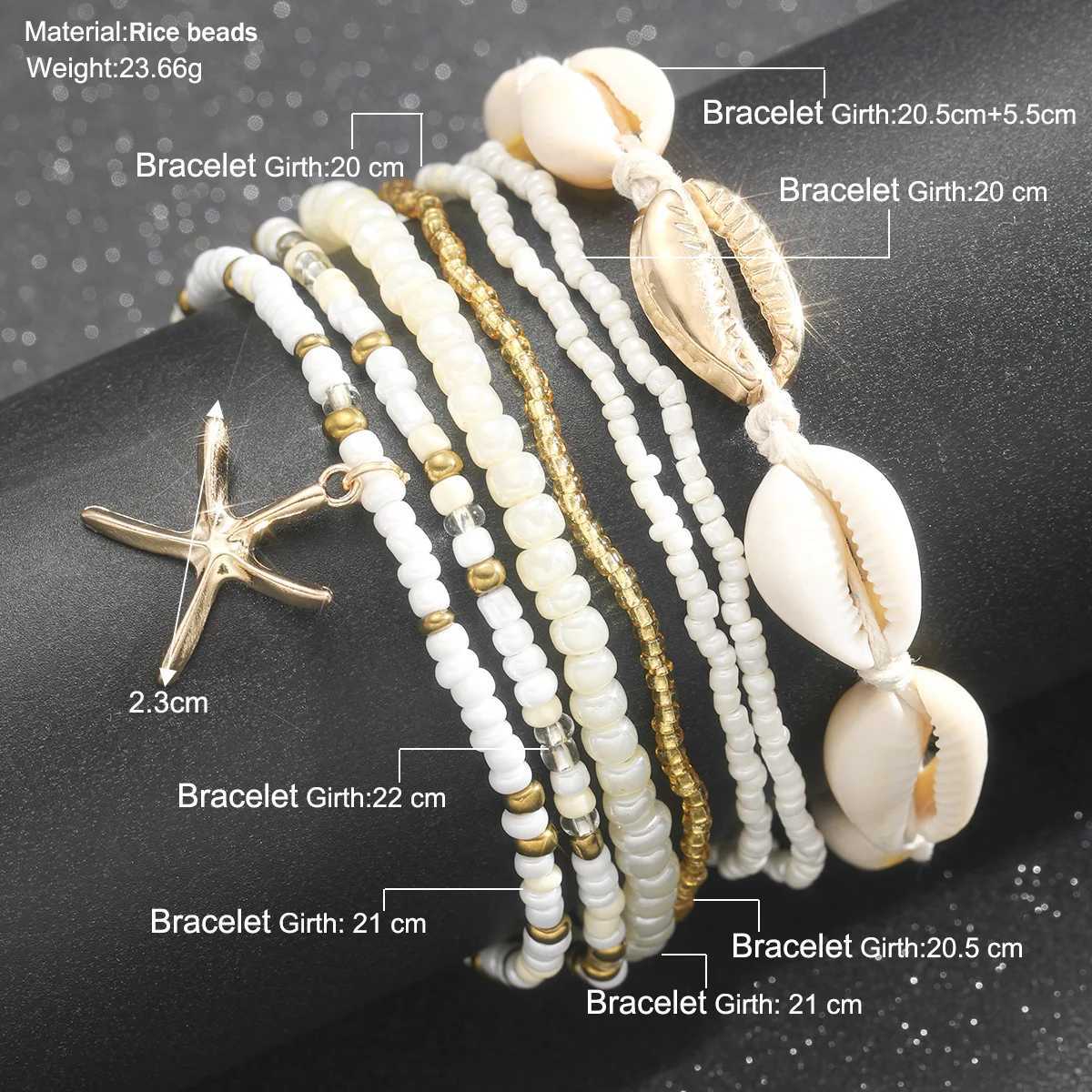 7Pcs Bohemia Multilayer Bead Conch Shell Anklet Set Women Starfish Pendant Anklets Summer San Beach Ankle Chain On Leg JewelryXJ250121