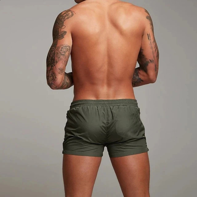 Mens Swim Trunks with Zipper Pockets Mesh Liner Summer Beach Board Shorts Quick Dry Swimming Bathing Suit Swimsuit Swimwear 250121