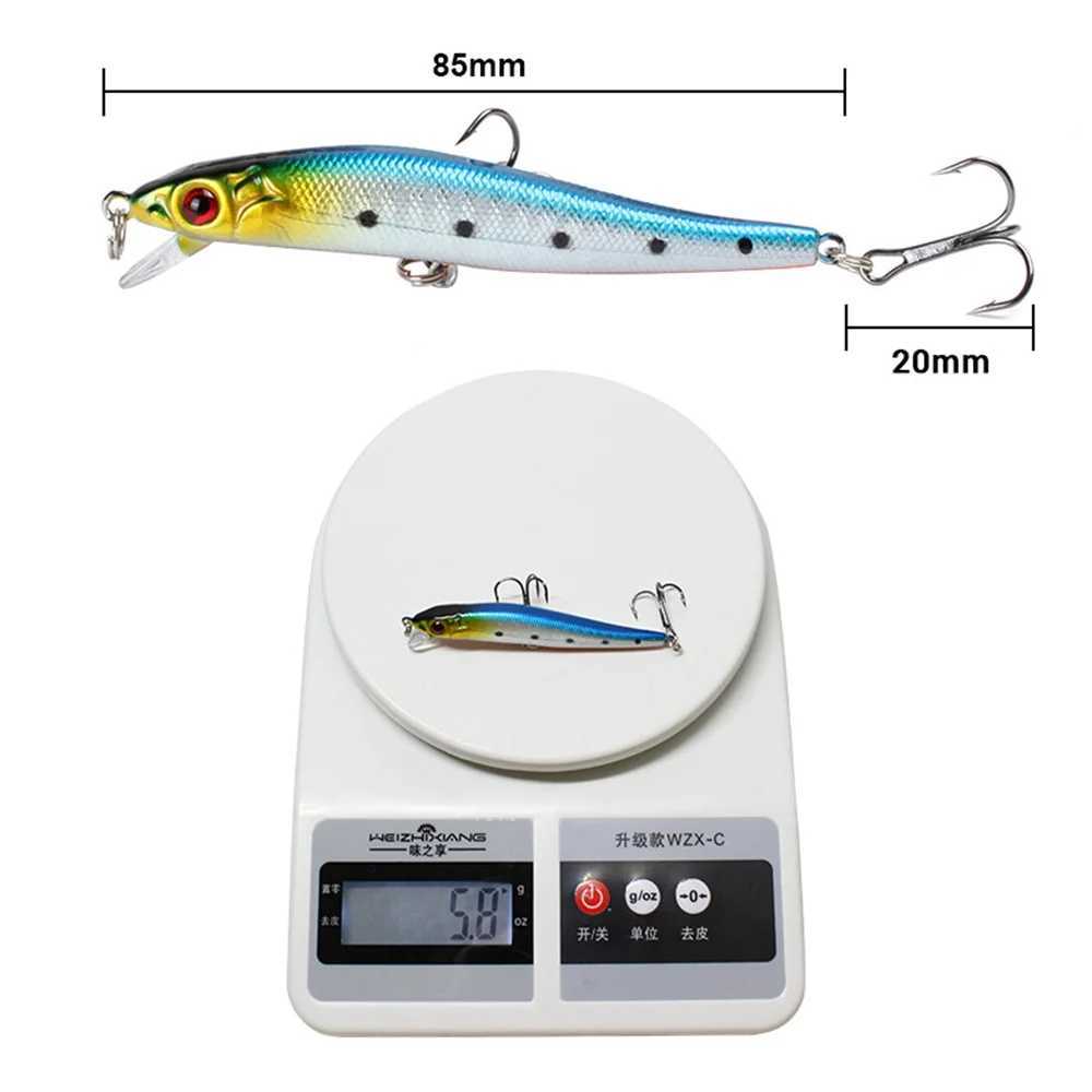 1Pcs Floating Crankbait Minnow Fishing Lures 5.8g 85mm Bass Trolling Pike Plastic Hard Bait Wobbler Swimbaits Pesca TackleXJ250122