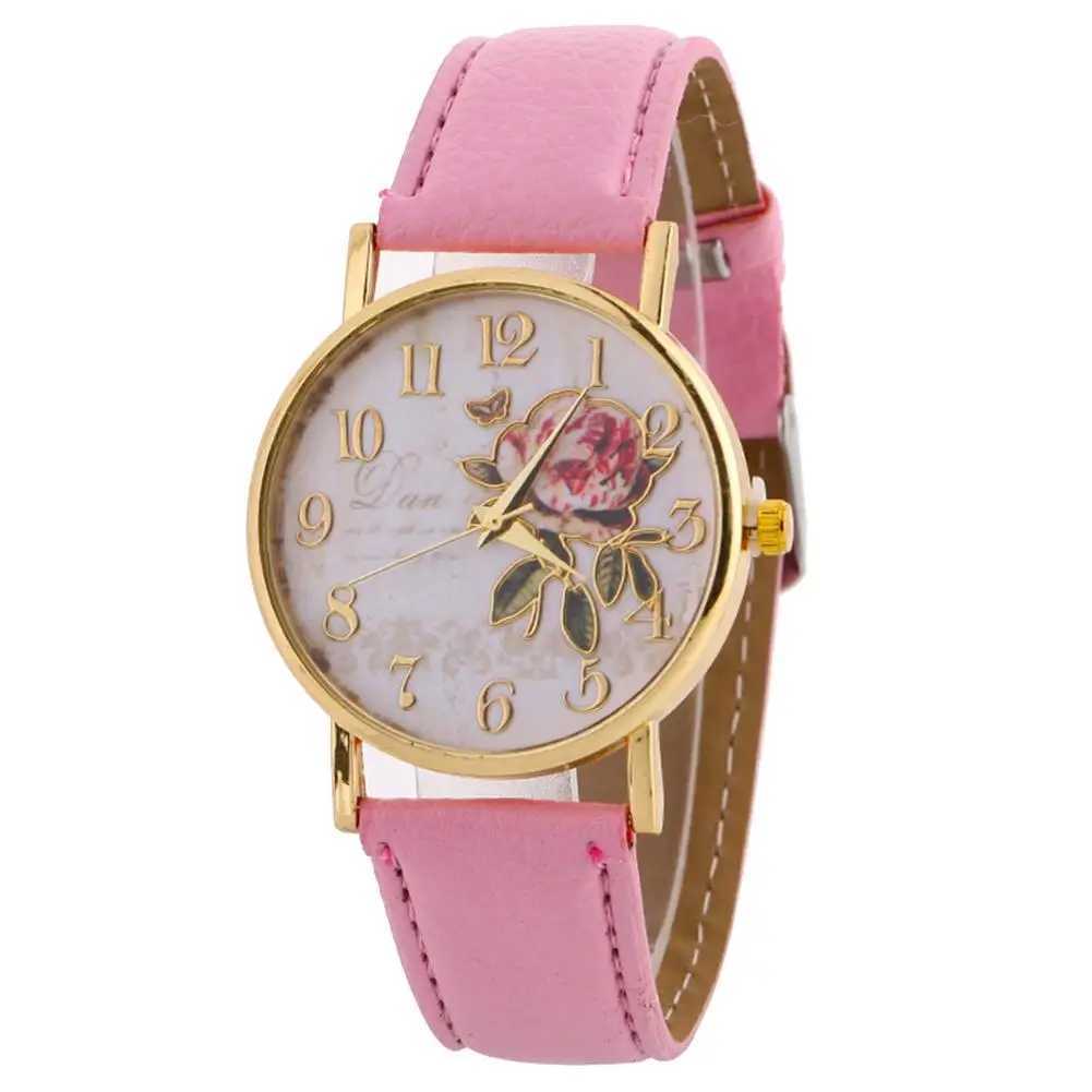 Rose round Dia watch elegant watch synthetic leather strap Arabic numeral quartz watch Montre Femme Christmas gift X250203