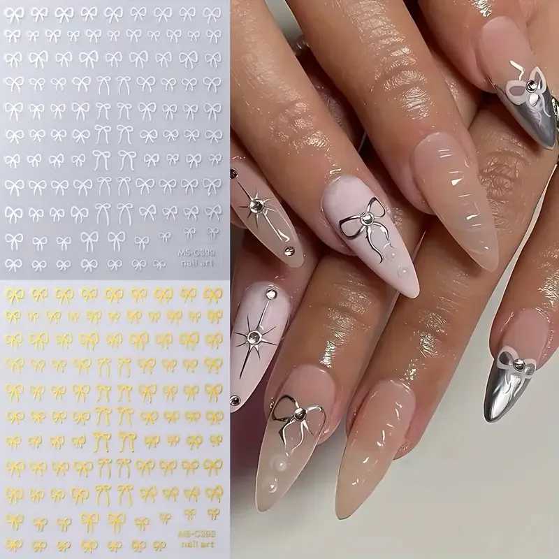 1/2pcs Black White Pink Mini Bowknot Design Nail Art Sticker Self Adhesive Lace Ribbons Bow Butterfly Decals Nail Art DecorationXJ250120