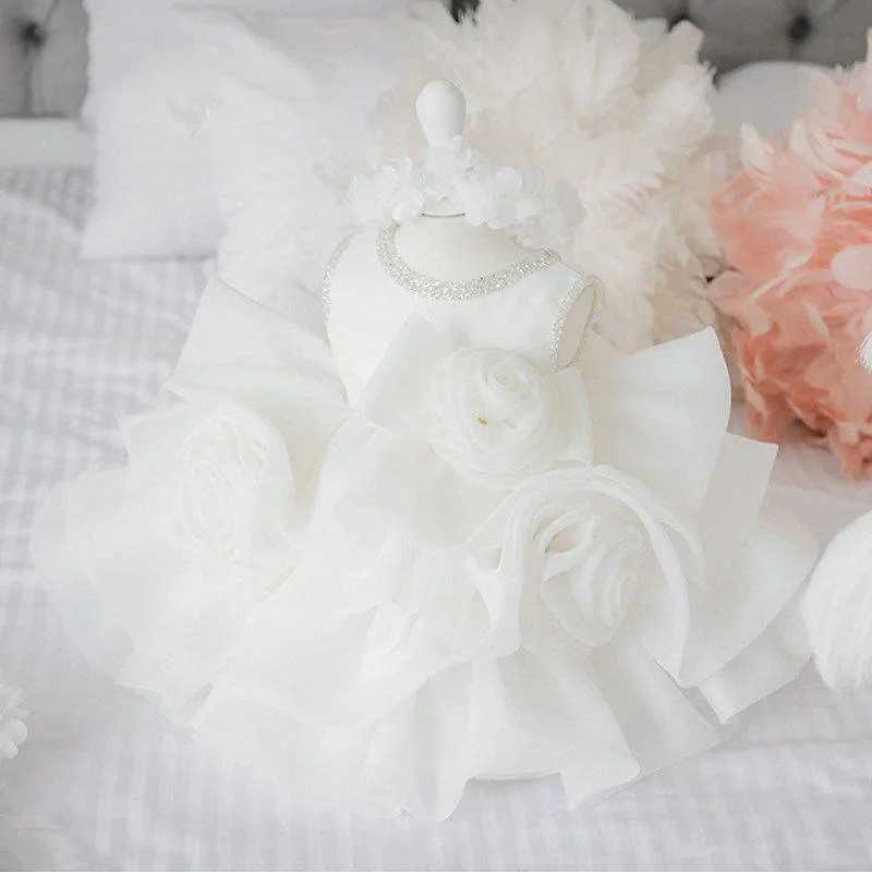 White Lace Toddler Girl Christening Dress Layer Tulle Sleeveless Baptism Ball Gown Baby Girl Kid Birthday Dress Wedding Dress X250203