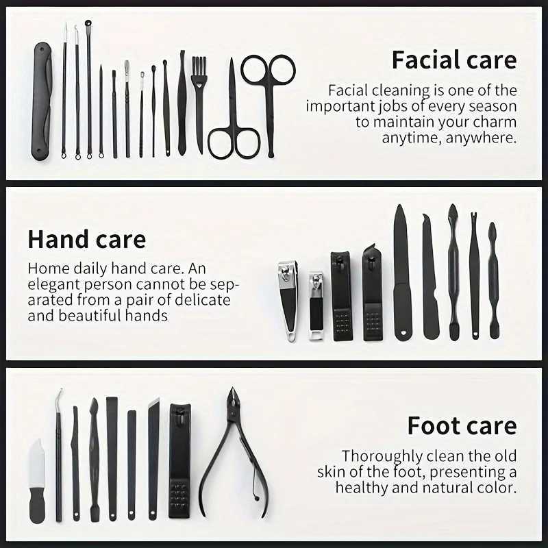 10/32pcs Manicure Pedicure Kit Stainless Steel Nail art Tool with Modern Style Concave Edge Clippers Grooming Tools UnscenXJ250116