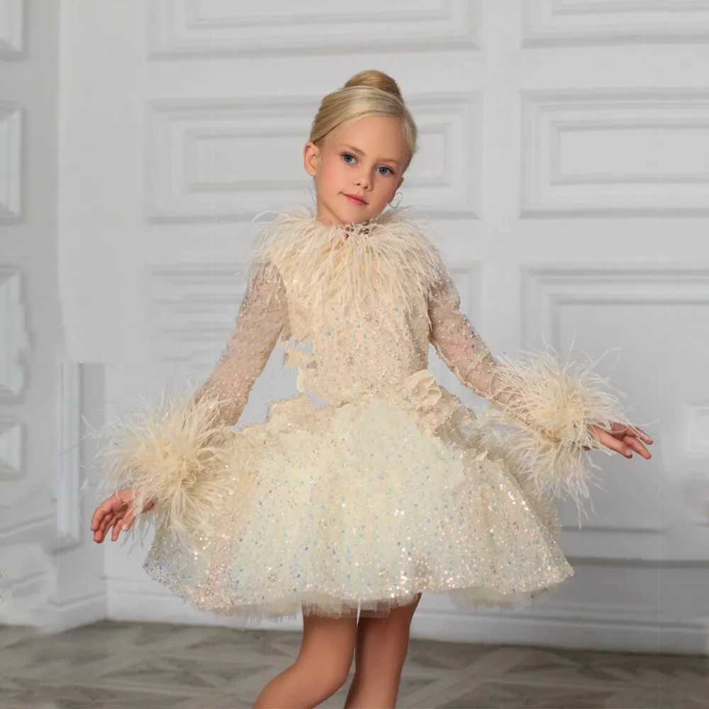 Lace Puffy Layers Pink Tulle Bow Flower Girl Dresses Kids Princess Dress First Communion Birthday Baptism Childrens Gifts X250203