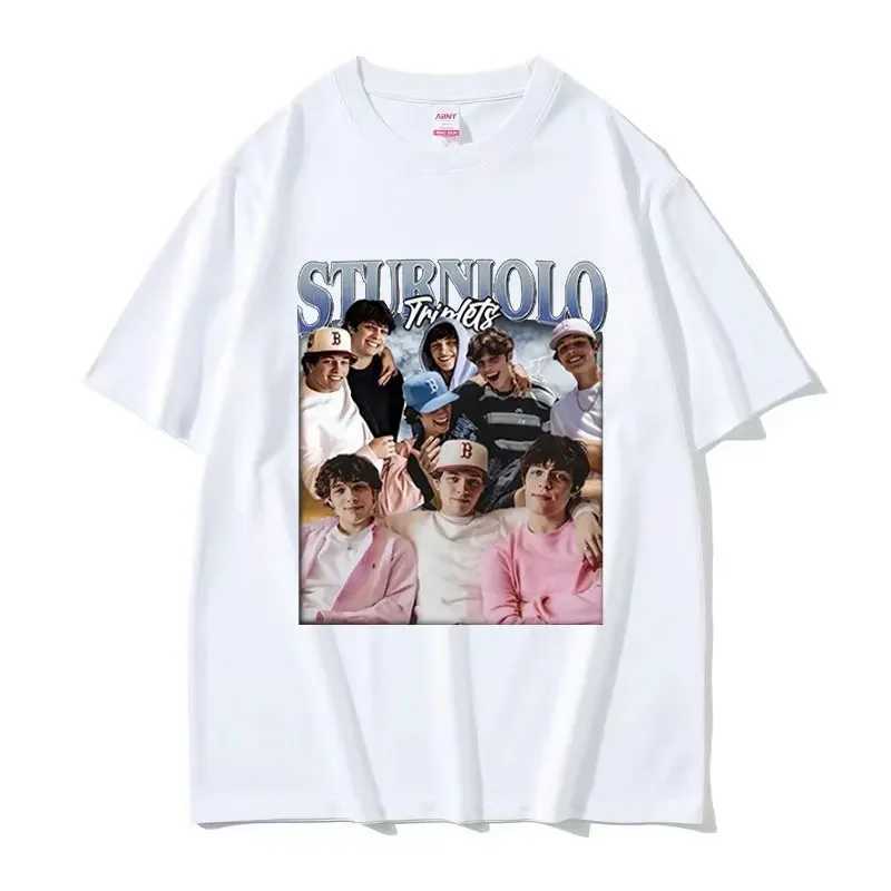 Limited Sturniolo Triplets Graphic T Shirt Men Women Fashion High Quality Retro T-shirt Cotton Oversized Tshirts Streetwear X250203
