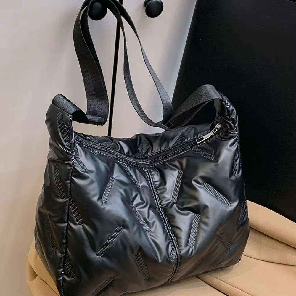 Dumpg Bright Space Cotton Tote Large Capacity Shoulder Crossbody Bag Sier Lightweight Nylon Handbag Girls