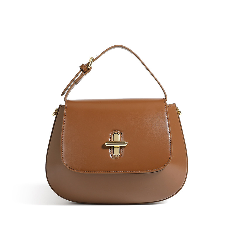 Bag Style Genuine Leather 2025 New Crossbody Bag, Light Niche Luxury, Capsule Chestnut Cowhide Women's Bag