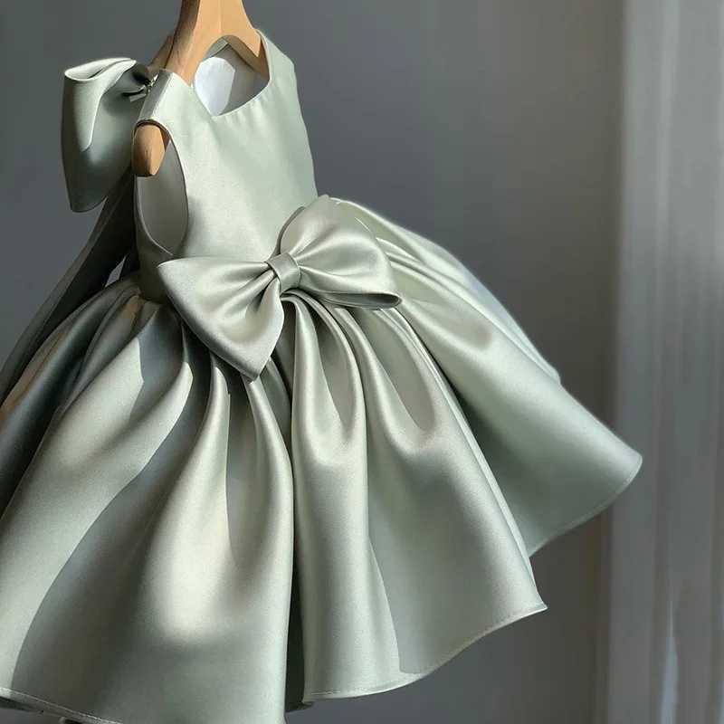 Big Bow Princess Sweet Kids Tutu Toddler Birthday Party Newborn Christening Children Baptism Baby Girls Clothes Summer Dresses X250203