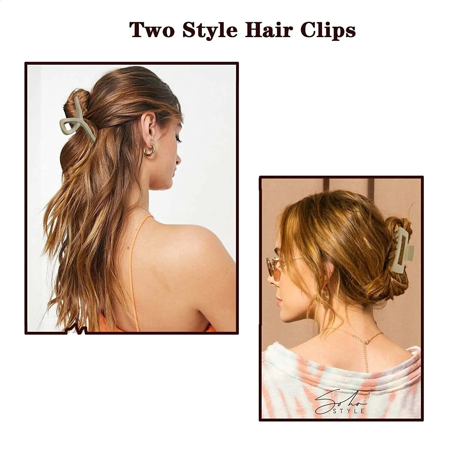 Large Claw Clips for Thick Hair Rectangle and Butterfly Hair Clips for Women Matte Non-Slip Strong Hol 6 Packs 4.1 in 250120