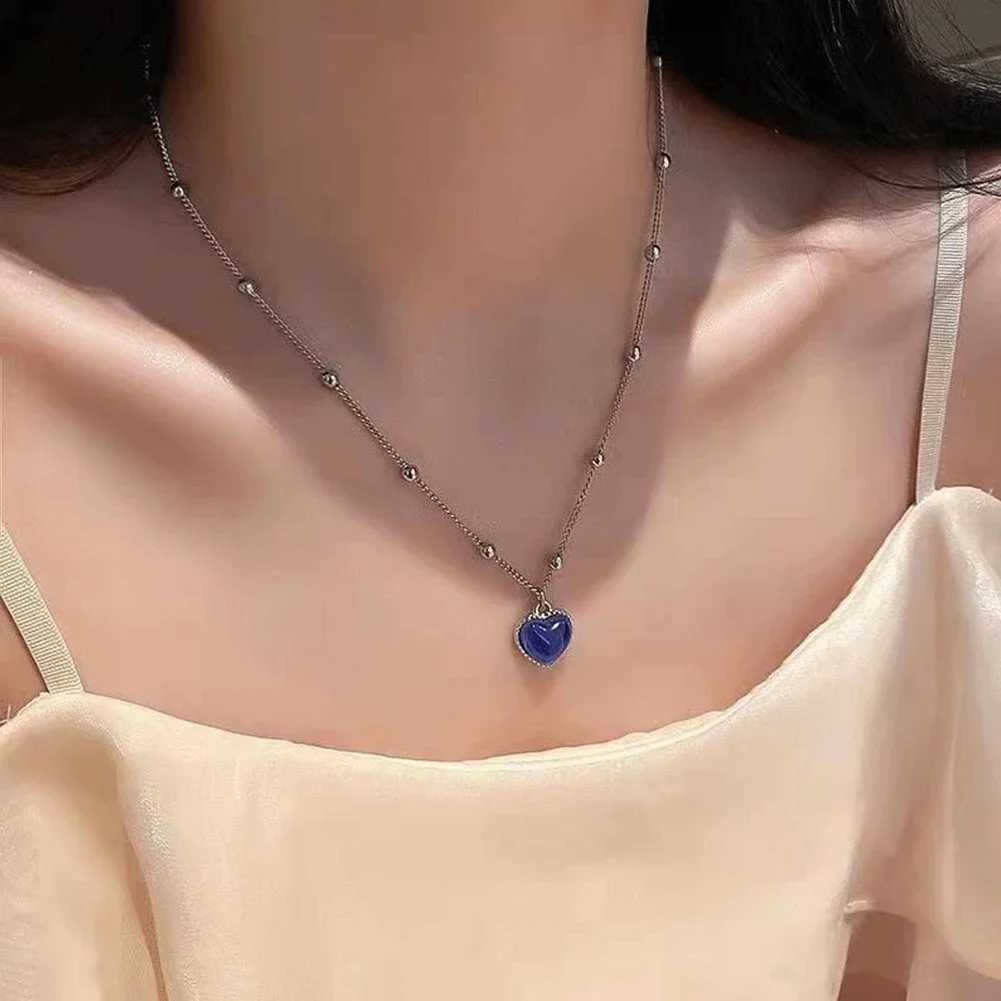 Feeling Emotional Sensitive Discoloration Love Pendant Necklace Stainless Steel Beaded Chain Necklace Gift Jewelry New FashionXJ250121