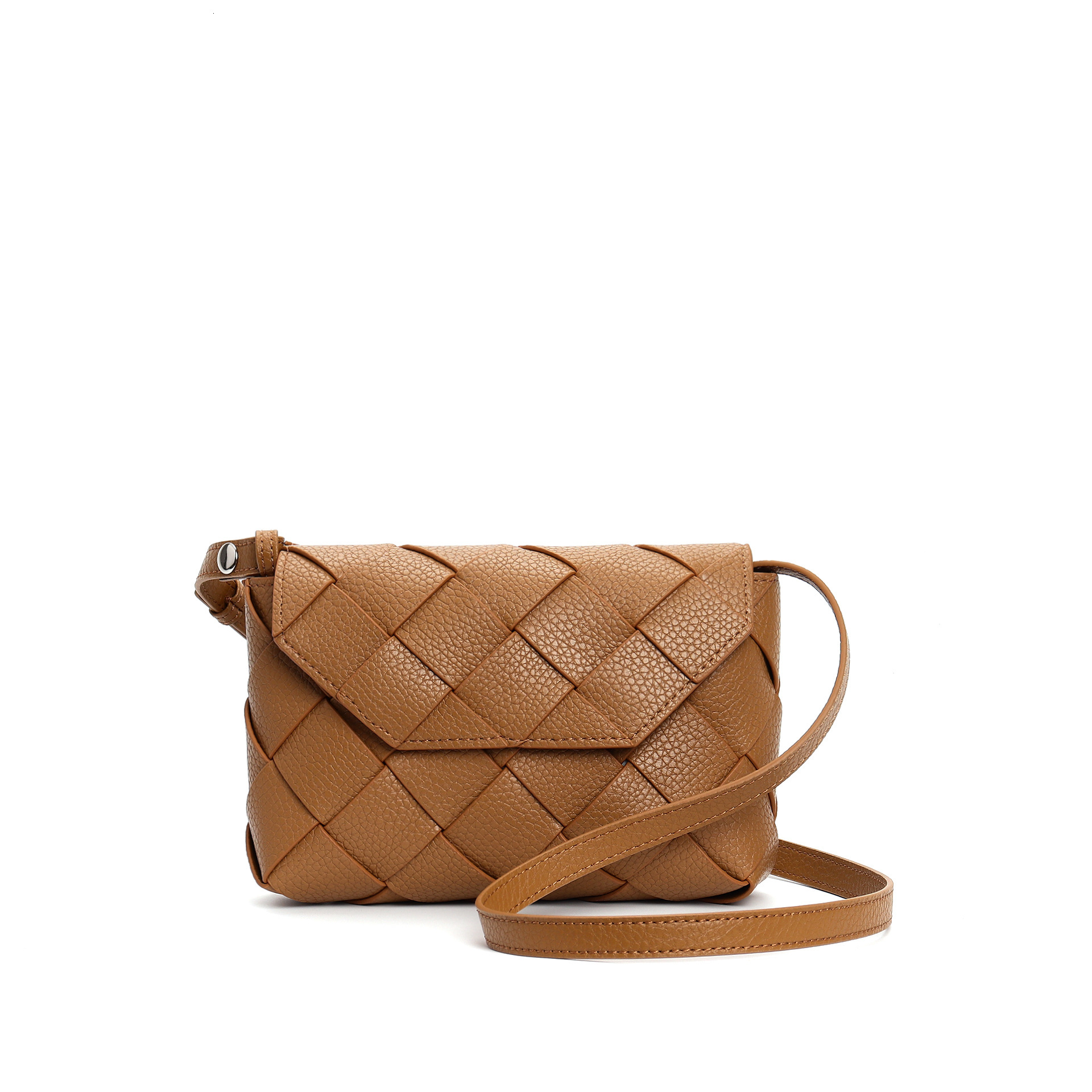 Bag 2024 Autumn New Diagonal Woven Lychee Patterned Cowhide Commuting Small Square Bag, Single Shoulder Fashionable And Versatile