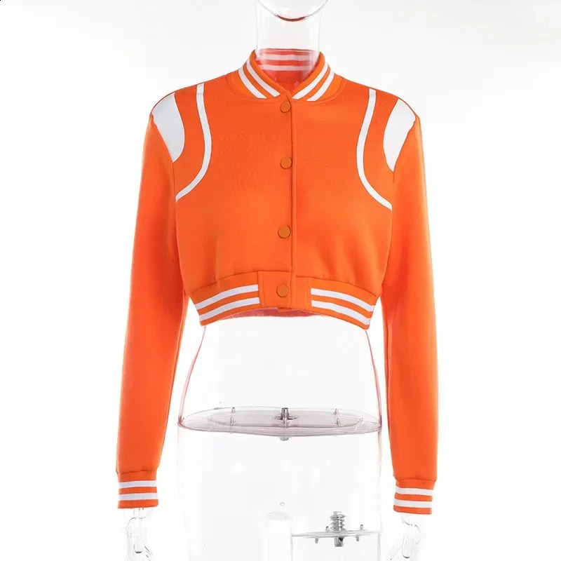 Y2k Vintage Varsity Jackets Fashion Autumn Winter Clothes Women Orange Blue Cropped Jacket Cute Coat baseball jacket 250122