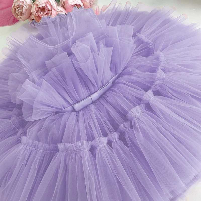 Baby Bow Tulle Baptism Dress for Girls Gown Toddler Kids Wedding Elegant 1st Birthday Party Princess Dress Tutu Evening Dresses X250203