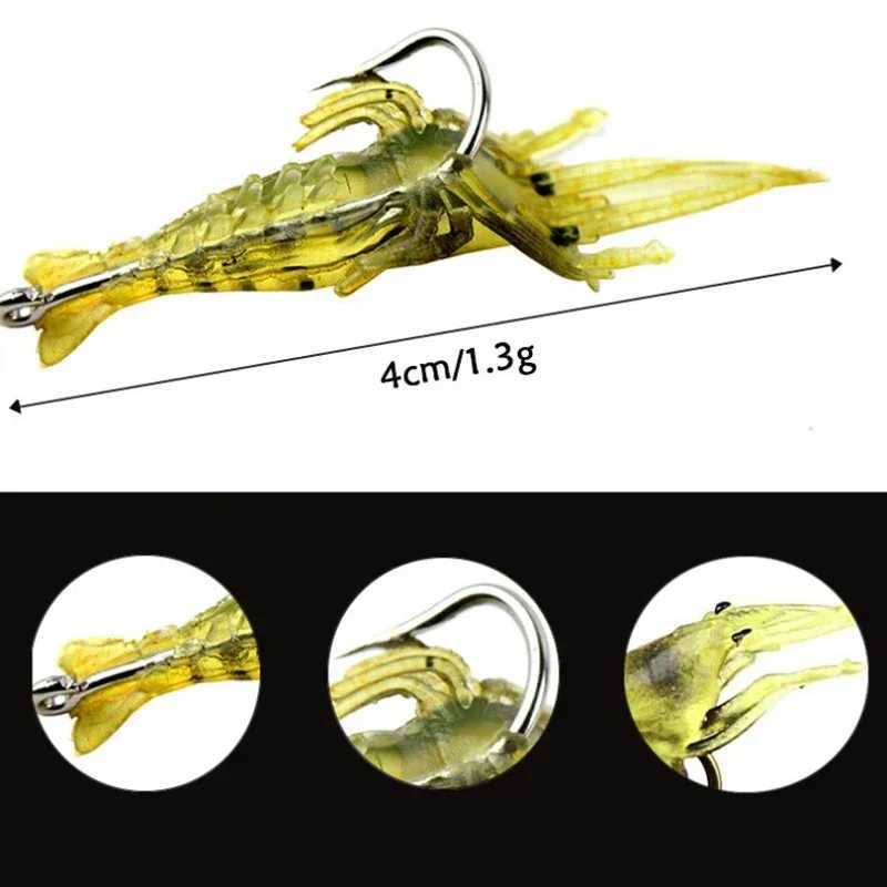 Luminous Shrimp Silicone Artificial Bait Simulation Soft Prawn With Hooks Carp Wobbler For Fishing Tackle Lure CarpXJ250122