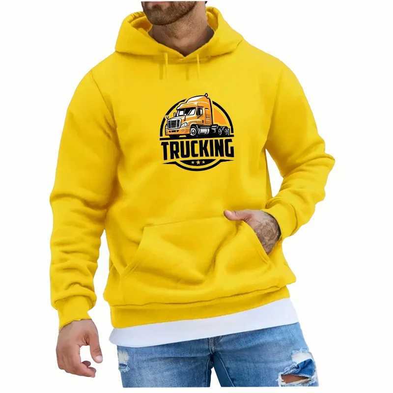 Trucking Print Pullover Top Mens Loose Street Hoodies Spring Autumn Long Sleeve Sweatshirts Outdoor Sport ClothesXJ2500118