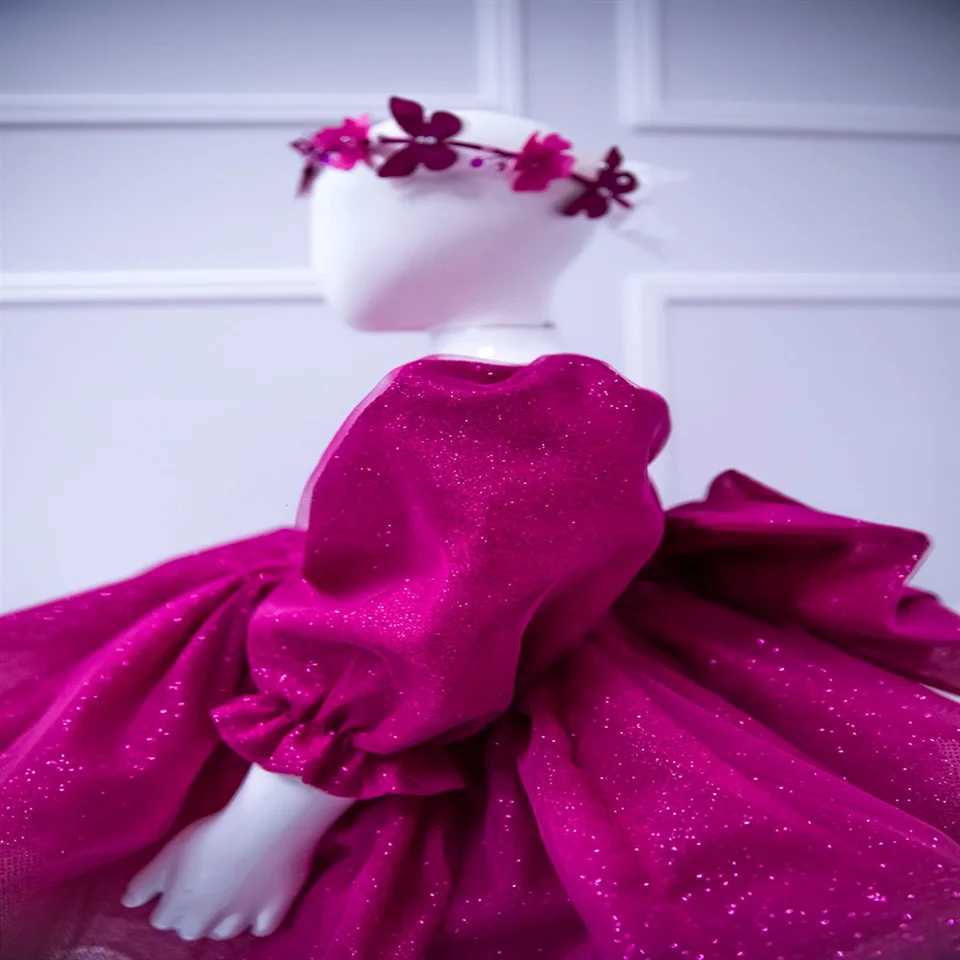 Fuchsia Birthday Baptism Flower Girl Dress Tutu Sparkling Prom Princess Wedding Gown Special Occasion Child Baby Dress X250203