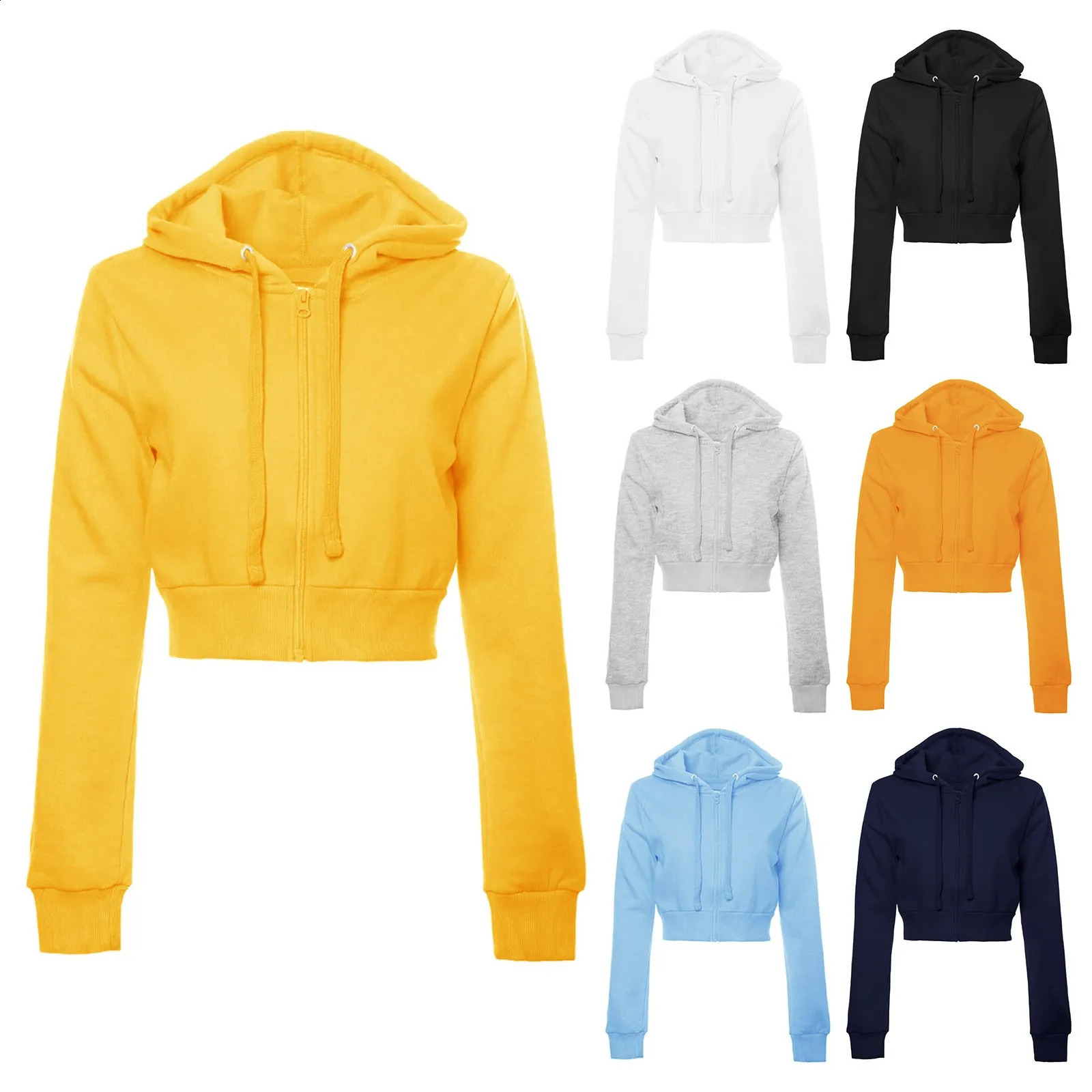 Women Autumn Fashion Casual Solid Bare-Midriff Hoodies Fashion Style Crop Sweatshirts Athleisure Pullovers Hoodie Jacket 250121