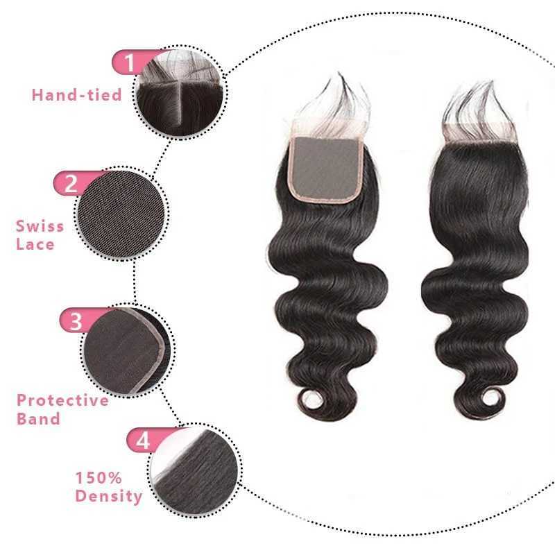Body Wave Human Hair Bundles With Clo 4X4 Lace Clo Brazilian Hair Body Wave Bundles With Clo Beaushine Hair WeavesXJ250120