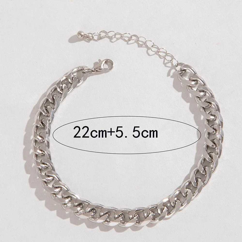 Classic Cuban Chain Anklet for Unisex Women Men Personalized Silver Color Metal Feet Chain Beach Accories Tren Jewelry GiftXJ250121