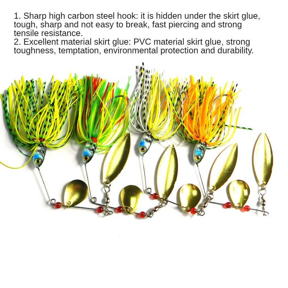 4PCS 17g Spinnerbait Fishing Lure Wire Bait Metal Spinner Buzzbait Swimbait Hook JIG Kit Skirt peche For Bass Pike WinterXJ250122