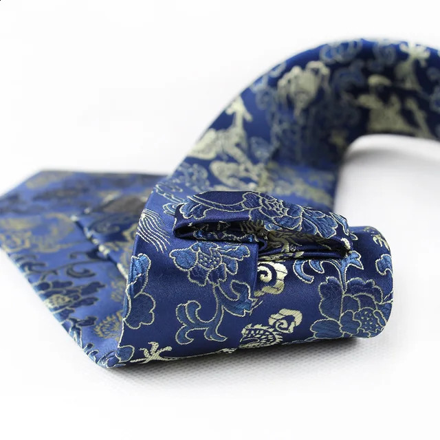 Chinese Dragon Tie Real Silk Retro Floral Necktie 9cm Wide Wedding Neckwear Mascot Men Ties Gift Animal Customization 250118