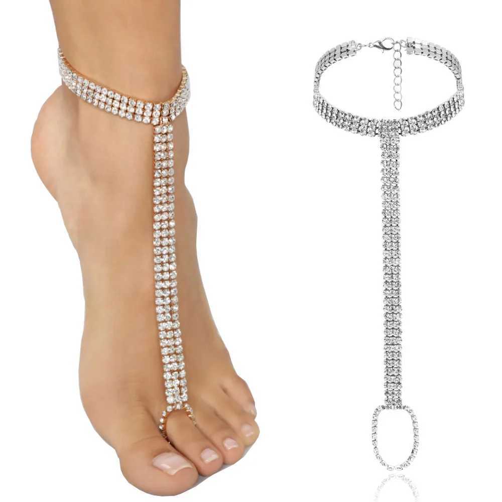Stonefans Bridal Crystal Anklet Chain Foot Jewlery for Women Charm Rhinestone Multilayer Foot Chain Beach Anklet Toe ChristmasXJ250121