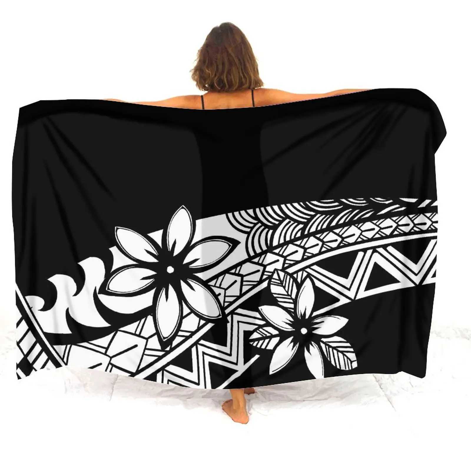 Summer Vintage Design Polynesian Tribal Ethnic Print Large Size Ladies Custom Beach Coat Smock Scarf Sarong W250120