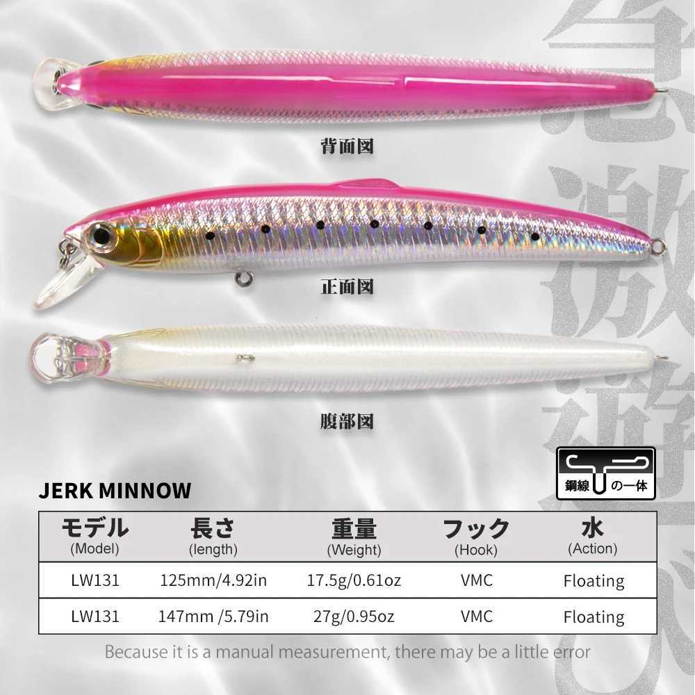 Hunthouse fishing lure flexible floating smith saruna minnow 125mm 17.5g for fishing seabass pike fishing hard baits wobbleXJ250122