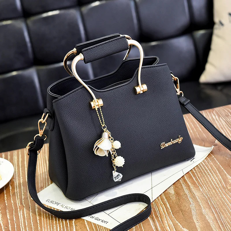 Handle For Women PU Leather Pendant Crossbody Bag Large Capacity Messenger Handbag Middle-Aged Mommy Bags Tote Purse