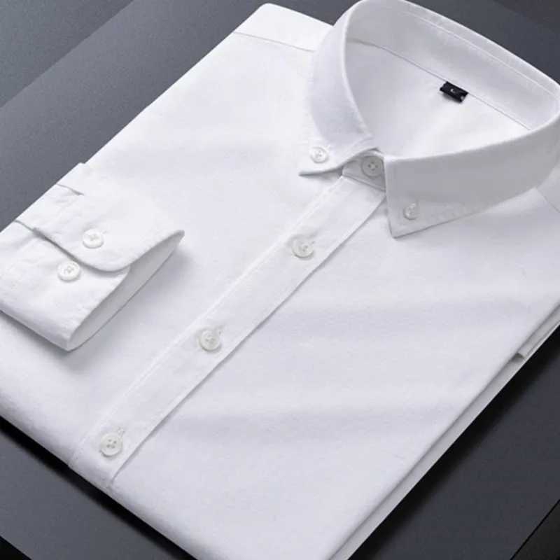 Four Seasons New Oxford Woven Cotton Mens Long Sleeve Business Formal Mens Shirt Tooling Senior Sense Shirt BusinessXJ250121