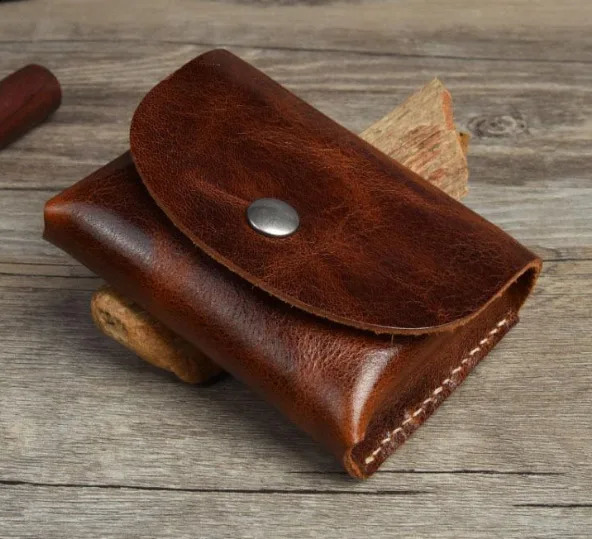 Handwork Vintage Leather Coin Purse Genuine Leather Minimalist Coin Case Men Mini Leather Coin Pouch Card Cowhide 250120