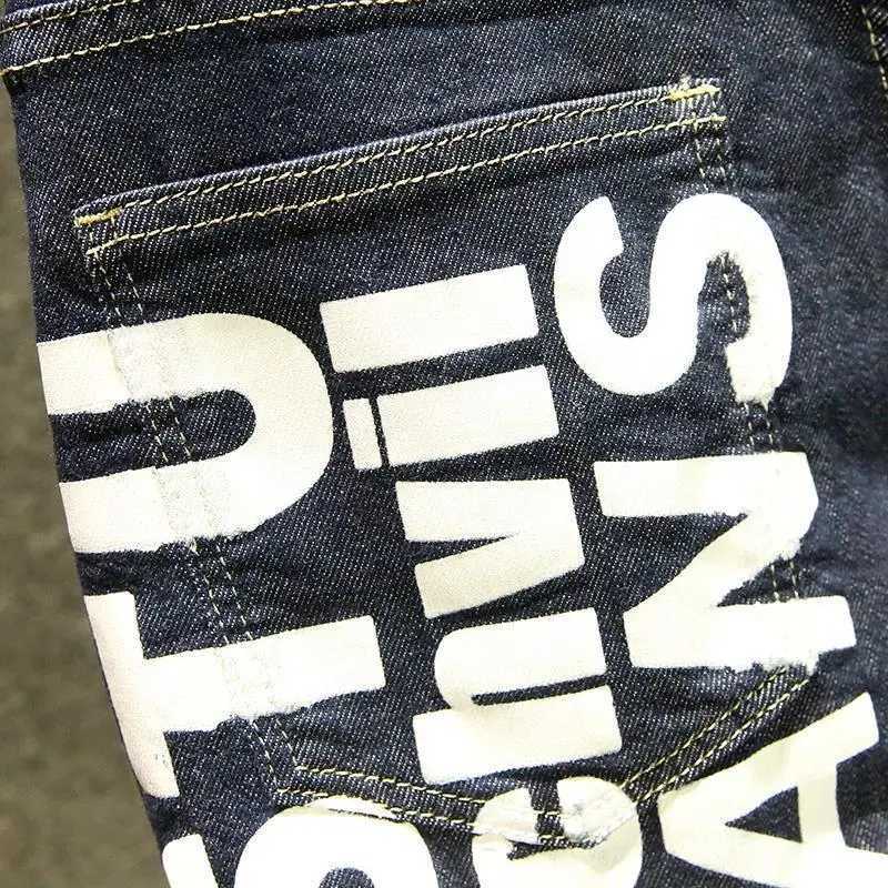 New fashion designer knee length denim shorts mens casual luxury brand street clothing denim printed summer shorts X250203