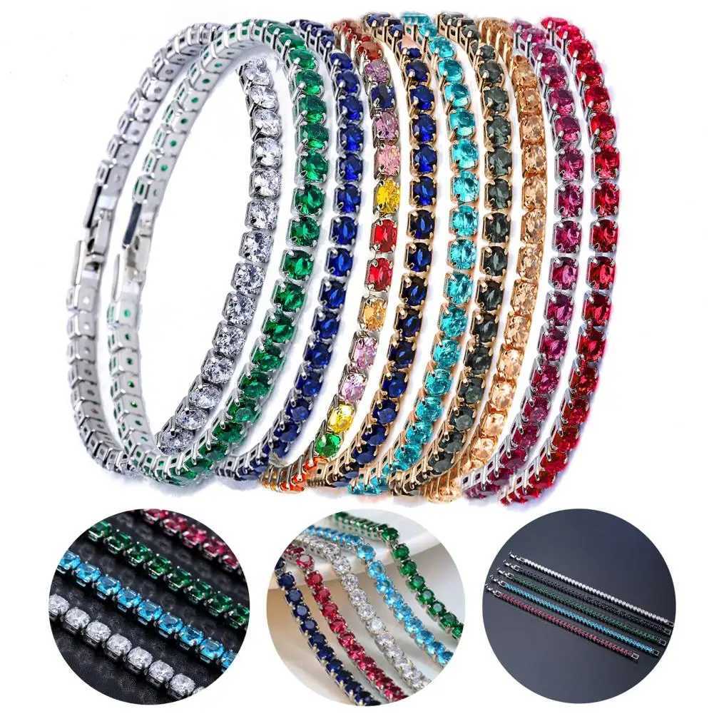 Fashion Bracelet Rhinestone Delicate Exquisite Multicolor Sparkling Dress-up Ravishing Tennis Bracelet Women Wrist Jewelry W250121