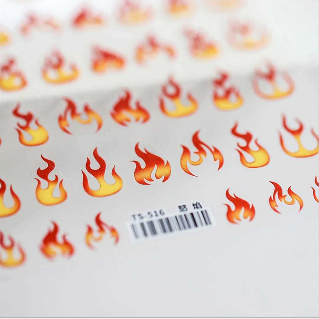 Nail sticker Flame Fire Torch Light 12 Style High Quality 3D Engraved Nail Stickers Art Decorations Nail Decals Design KoreaXJ250120
